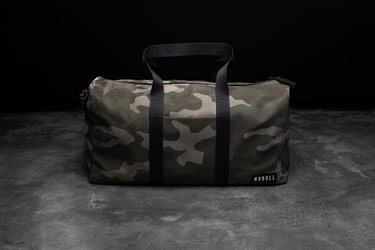Nobull Waxed Canvas Men's Duffle Green Camo | Australia (IH0982)